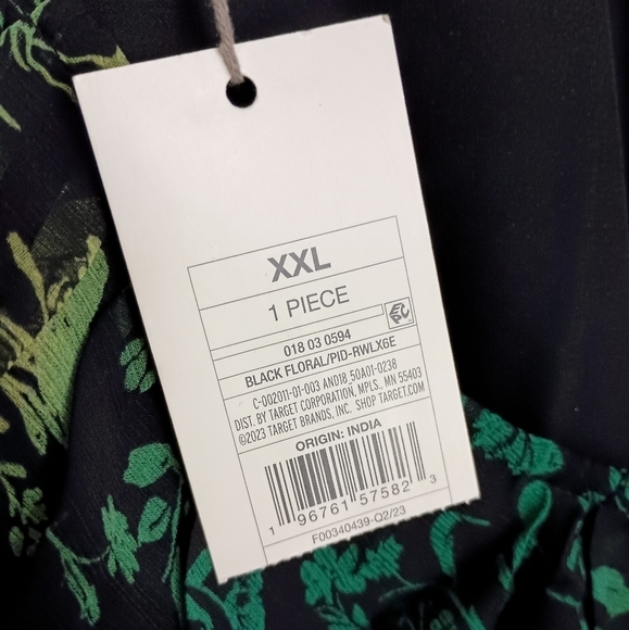 NWT A New Day Long Sleeve Ruched Front Bodycon Dress in Green Ombre Floral - Picture 6 of 9